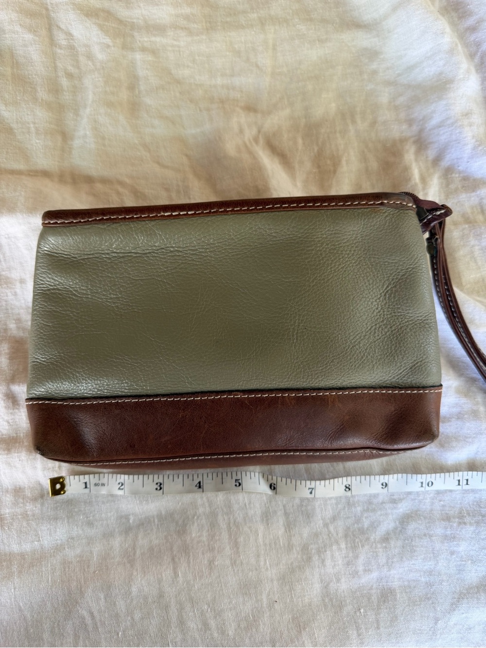 Latico Leather Wristlet – Sage Green and Brown - Picture 9 of 11